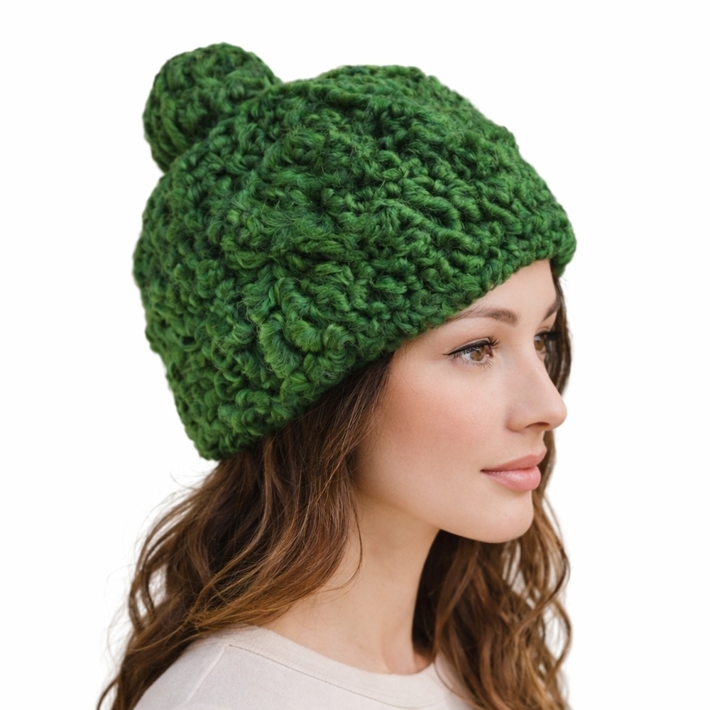 Vintage Mid Century.green Broadtail Hat With Combs - Picture 1 of 8